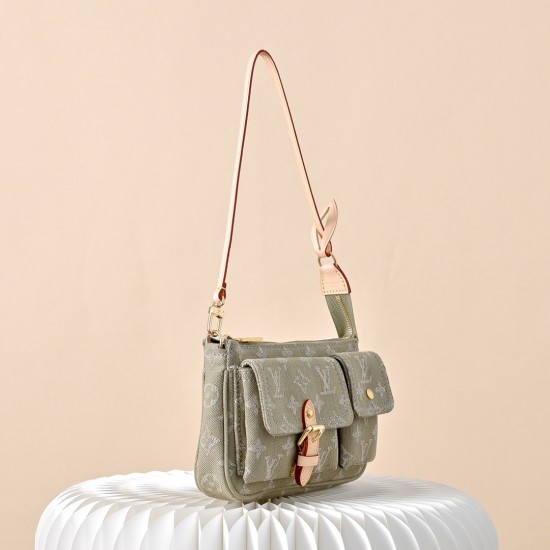Louis Vuitton Cargo Pochette Accessoires - Denim Monogram Shoulder Bag (M27602 Green)