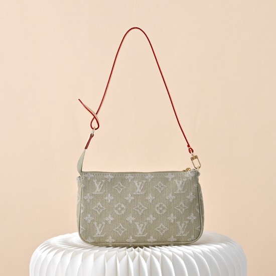 Louis Vuitton Cargo Pochette Accessoires - Denim Monogram Shoulder Bag (M27602 Green)