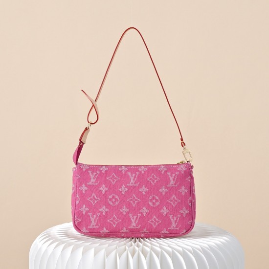 Louis Vuitton Cargo Pochette Accessoires - Denim Monogram Shoulder Bag (M27602 Pink)