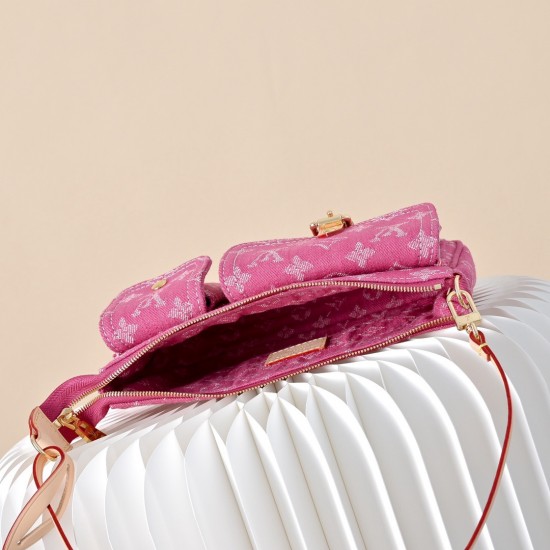 Louis Vuitton Cargo Pochette Accessoires - Denim Monogram Shoulder Bag (M27602 Pink)