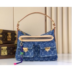 Louis Vuitton Denim Rendez-Vous Baggy Shoulder Bag - Multi-Pocket Monogram Hobo (M27329)