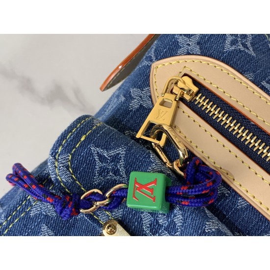 Louis Vuitton Denim Rendez-Vous Baggy Shoulder Bag - Multi-Pocket Monogram Hobo (M27329)