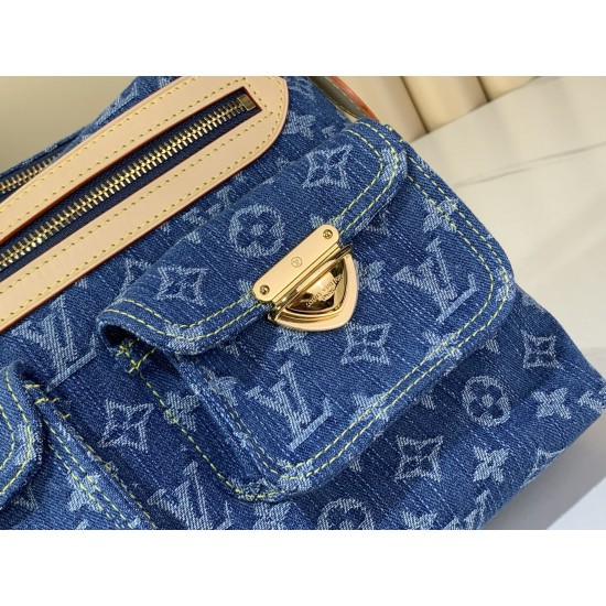 Louis Vuitton Denim Rendez-Vous Baggy Shoulder Bag - Multi-Pocket Monogram Hobo (M27329)