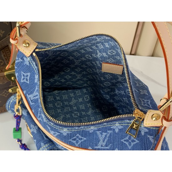 Louis Vuitton Denim Rendez-Vous Baggy Shoulder Bag - Multi-Pocket Monogram Hobo (M27329)