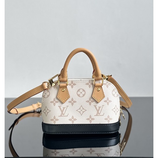 Louis Vuitton Nano Alma Bag – Dune Beige Monogram, Mini Top Handle & Crossbody