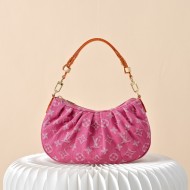 Louis Vuitton Pochette Valley Monogram Denim Bucket Bag - Fuchsia Pink (M28327)