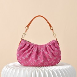 Louis Vuitton Pochette Valley Monogram Denim Bucket Bag - Fuchsia Pink (M28327)