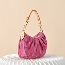 Louis Vuitton Pochette Valley Monogram Denim Bucket Bag - Fuchsia Pink (M28327)