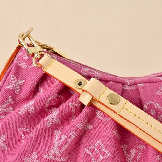 Louis Vuitton Pochette Valley Monogram Denim Bucket Bag - Fuchsia Pink (M28327)