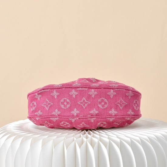 Louis Vuitton Pochette Valley Monogram Denim Bucket Bag - Fuchsia Pink (M28327)