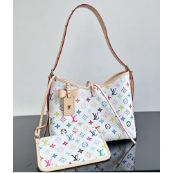 Louis Vuitton x Takashi Murakami CarryAll PM – White Multicolor Monogram Tote