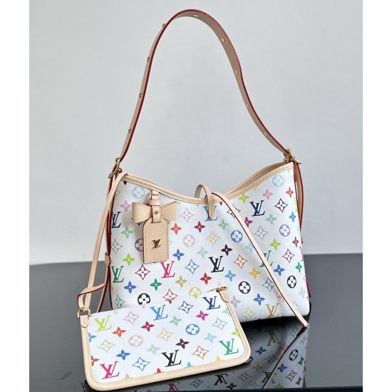 Louis Vuitton x Takashi Murakami CarryAll PM – White Multicolor Monogram Tote