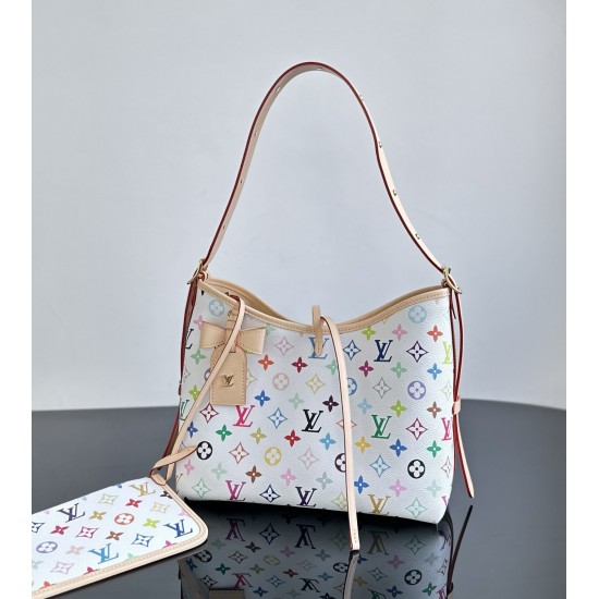 Louis Vuitton x Takashi Murakami CarryAll PM – White Multicolor Monogram Tote