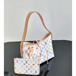 Louis Vuitton x Takashi Murakami CarryAll PM – White Multicolor Monogram Tote