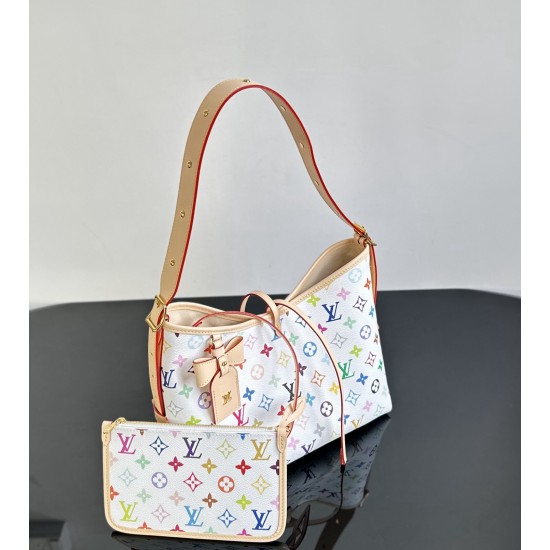 Louis Vuitton x Takashi Murakami CarryAll PM – White Multicolor Monogram Tote