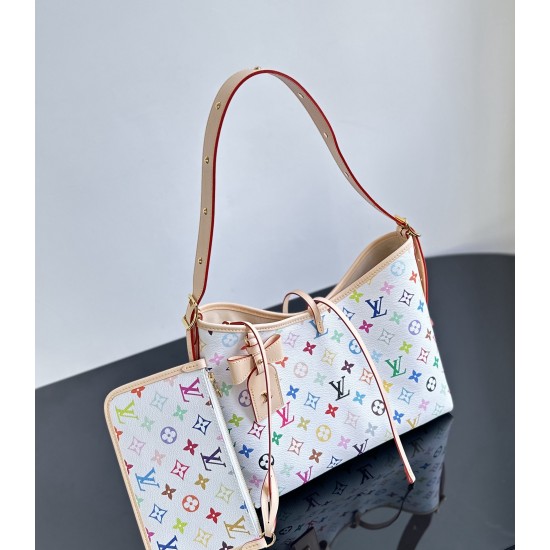 Louis Vuitton x Takashi Murakami CarryAll PM – White Multicolor Monogram Tote