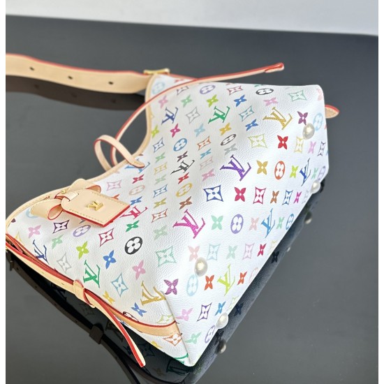 Louis Vuitton x Takashi Murakami CarryAll PM – White Multicolor Monogram Tote