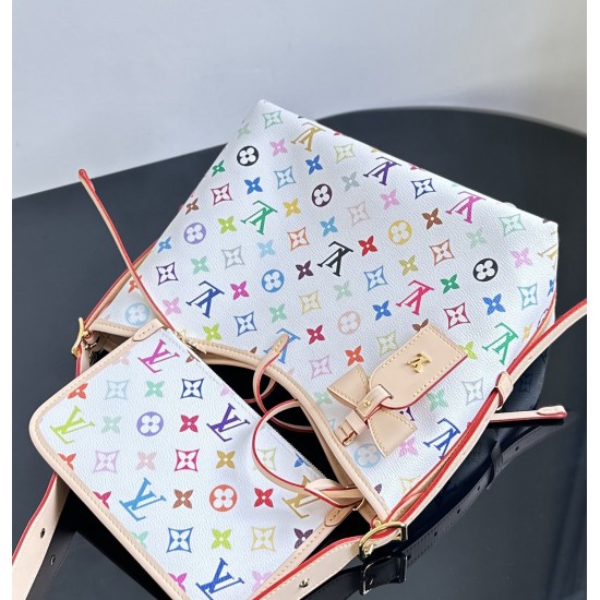 Louis Vuitton x Takashi Murakami CarryAll PM – White Multicolor Monogram Tote
