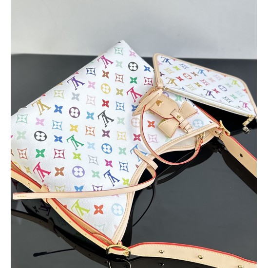 Louis Vuitton x Takashi Murakami CarryAll PM – White Multicolor Monogram Tote