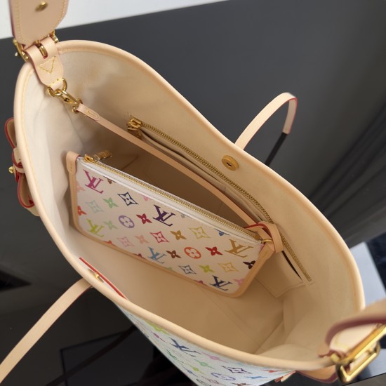 Louis Vuitton x Takashi Murakami CarryAll PM – White Multicolor Monogram Tote
