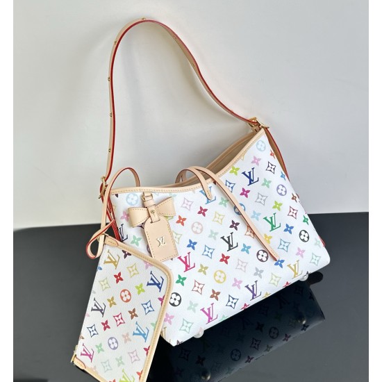 Louis Vuitton x Takashi Murakami CarryAll PM – White Multicolor Monogram Tote