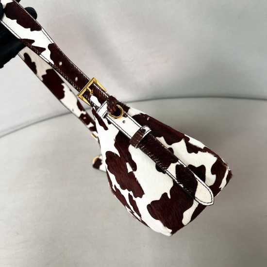 Prada 26 Aimee Medium Shoulder Bag – Cow Print Haircalf, Underarm Style