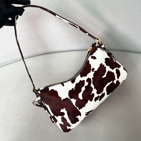 Prada 26 Aimee Medium Shoulder Bag – Cow Print Haircalf, Underarm Style