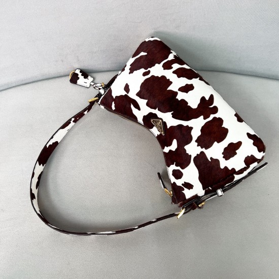 Prada 26 Aimee Medium Shoulder Bag – Cow Print Haircalf, Underarm Style