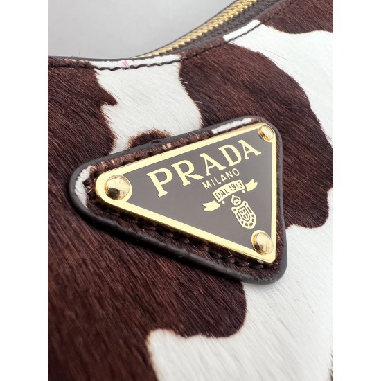 Prada 26 Aimee Medium Shoulder Bag – Cow Print Haircalf, Underarm Style