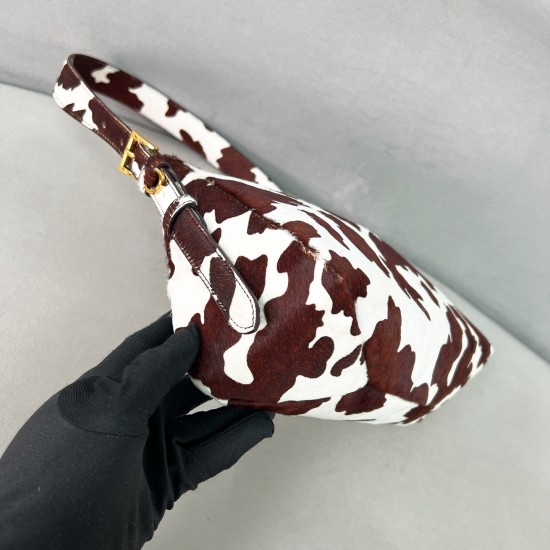 Prada 26 Aimee Medium Shoulder Bag – Cow Print Haircalf, Underarm Style