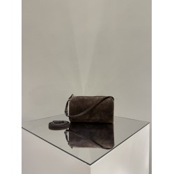 THE ROW 90s Leather Top Handle Bag - Suede Cacao