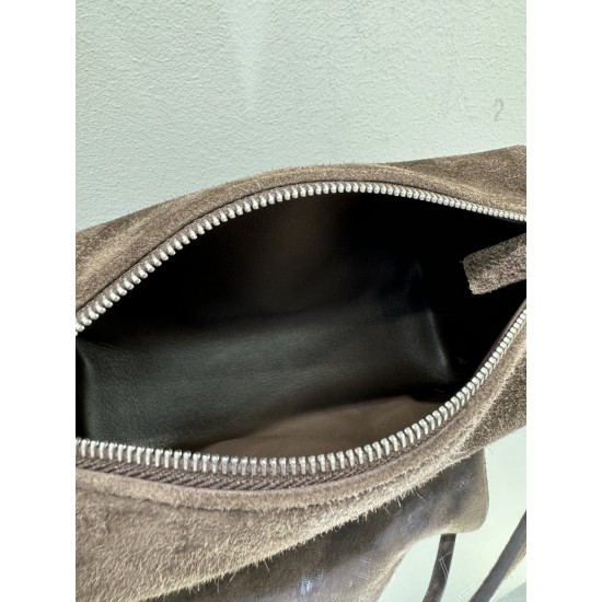 THE ROW 90s Leather Top Handle Bag - Suede Cacao