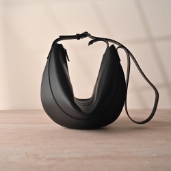 THE ROW Crossbody Crescent Leather Bag - Black