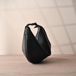 THE ROW Crossbody Crescent Leather Bag - Black