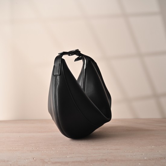 THE ROW Crossbody Crescent Leather Bag - Black