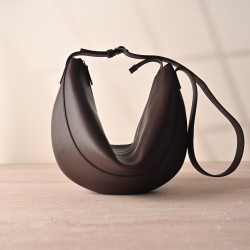THE ROW Crossbody Crescent Leather Bag - Burgundy