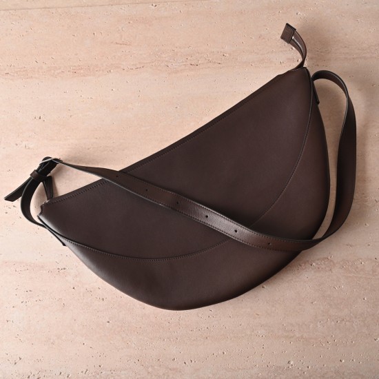 THE ROW Crossbody Crescent Leather Bag - Burgundy