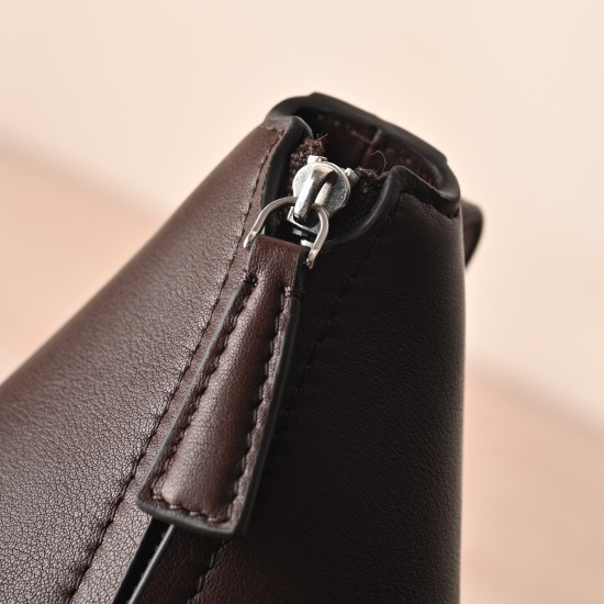 THE ROW Crossbody Crescent Leather Bag - Burgundy