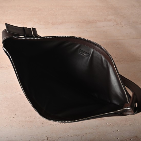 THE ROW Crossbody Crescent Leather Bag - Burgundy