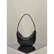 THE ROW Small Izzy Woven Lambskin and Python Hobo Bag - Black