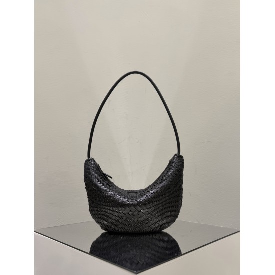 THE ROW Small Izzy Woven Lambskin and Python Hobo Bag - Black