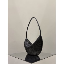 THE ROW Small Izzy Woven Lambskin and Python Hobo Bag - Black