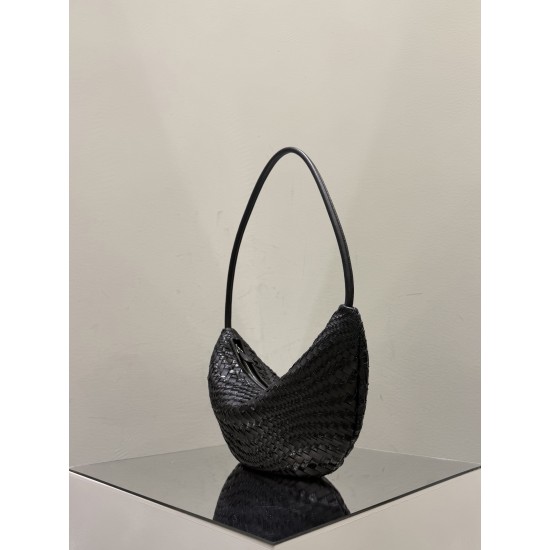 THE ROW Small Izzy Woven Lambskin and Python Hobo Bag - Black