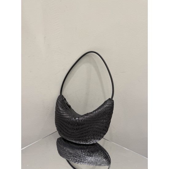 THE ROW Small Izzy Woven Lambskin and Python Hobo Bag - Black