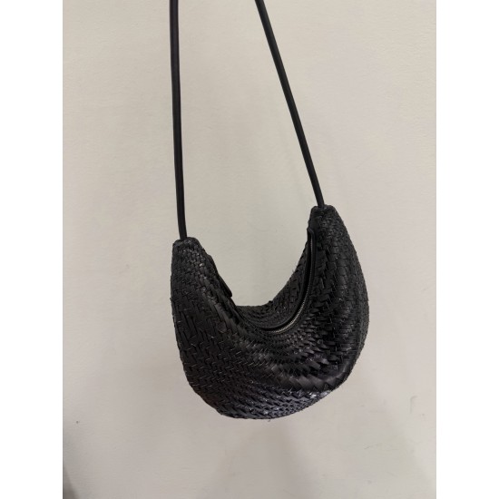 THE ROW Small Izzy Woven Lambskin and Python Hobo Bag - Black