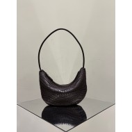 THE ROW Small Izzy Woven Lambskin and Python Hobo Bag - Burgundy