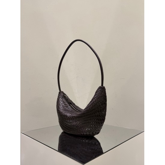 THE ROW Small Izzy Woven Lambskin and Python Hobo Bag - Burgundy