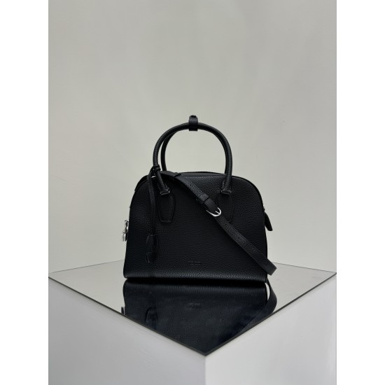 THE ROW India 10 Grained Leather Bowling Bag - Black