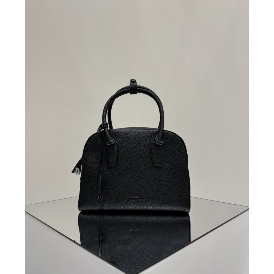 THE ROW India 10 Grained Leather Bowling Bag - Black