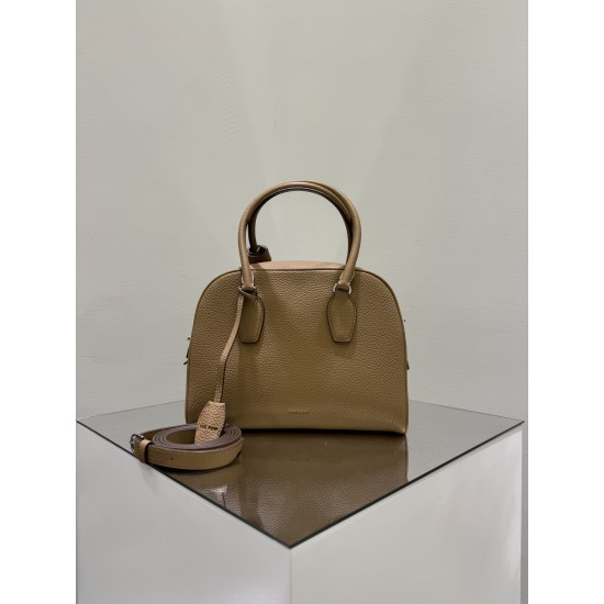 THE ROW India 10 Grained Leather Bowling Bag - Brown